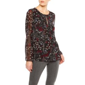 Sanctuary Black Paisley Long Sleeve Blouse Medium